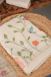 Conscious Couture Beige Muslin Cotton Pichwai Unstitched Suit Set